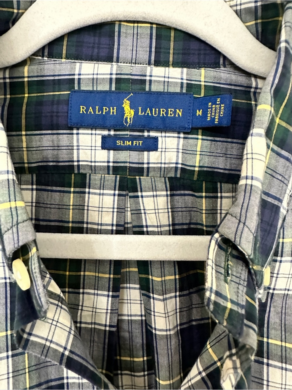 Ralph Lauren Slim Fit Plaid Button Down Shirt Men’s Medium NWT Cotton - Picture 3 of 12